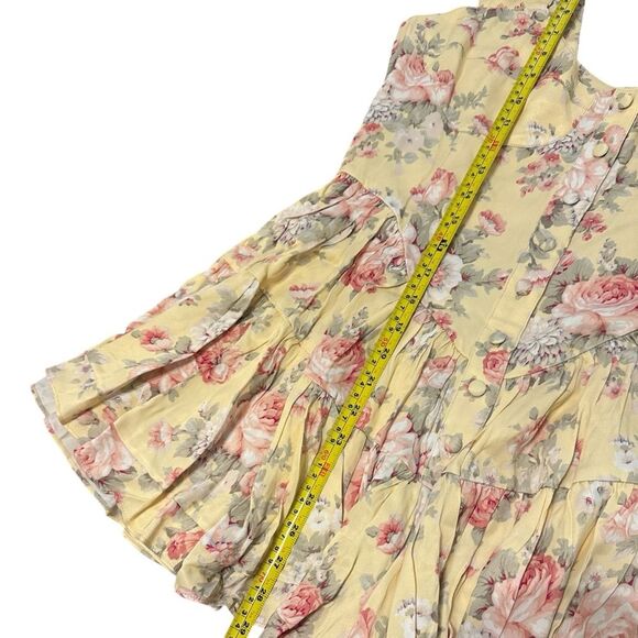Vanessa Mooney Floral The Elisabeth Bustier Romper Butter Yellow Rose L NEW - Picture 15 of 16